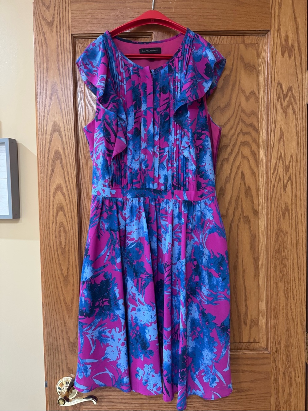 Banana Republic Pink and Blue Floral Dress with pockets